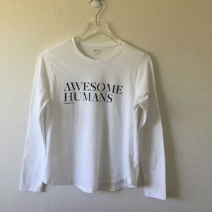 Figs White Awesome Humans Long Sleeve T-Shirt M Figs